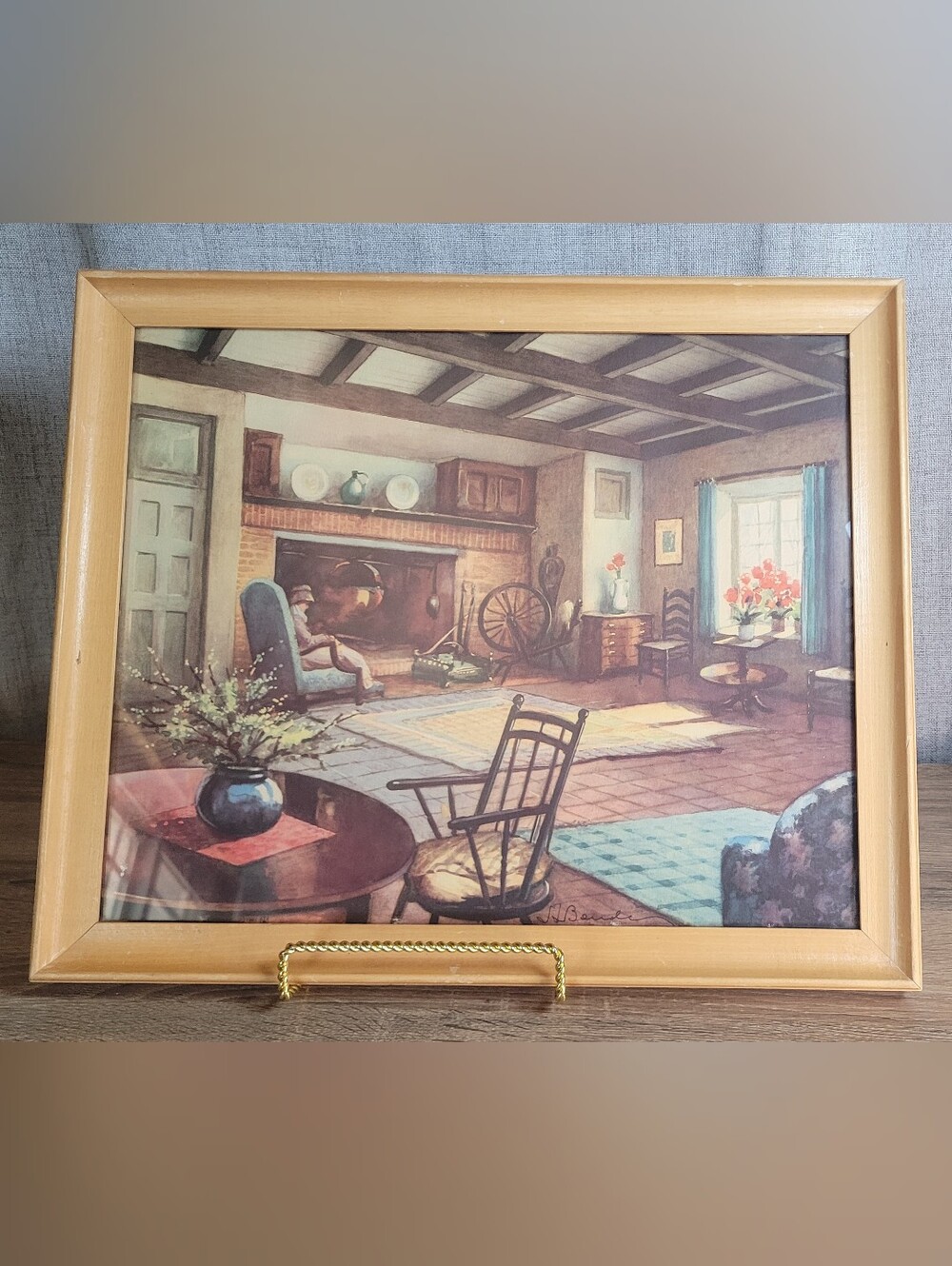 Stanislaus Bender 1941 Print Dutch Colonial Rustic Cabin Vintage